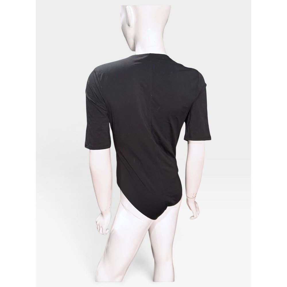 Everlane Black Supima Cotton Short Sleeve Neck Bodysuit XL snap bottom
